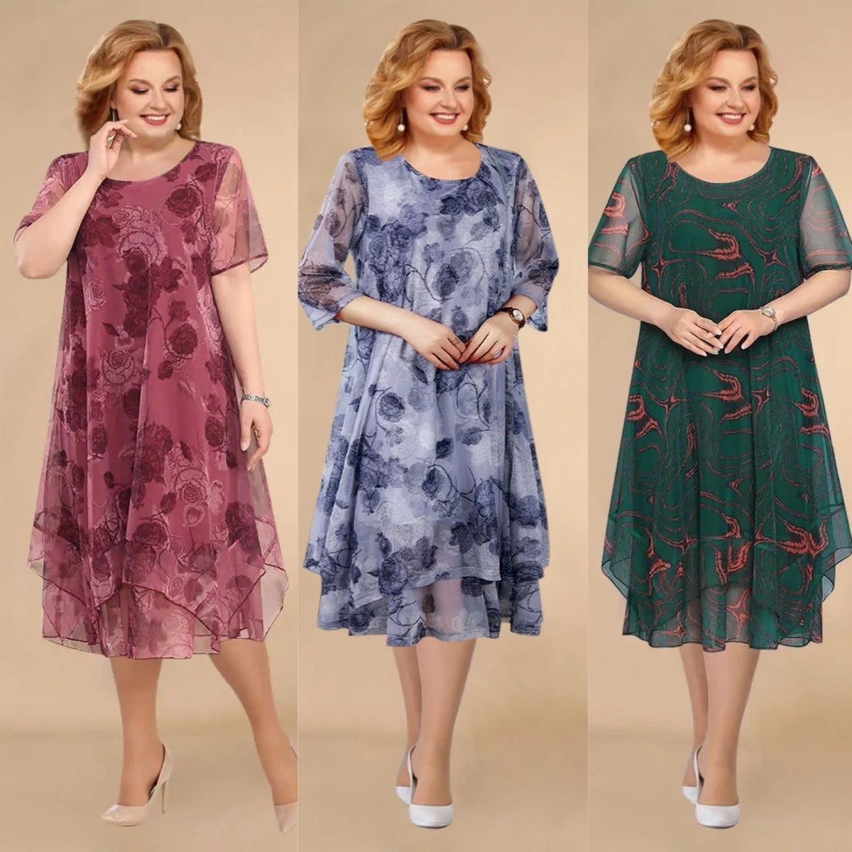 🌺【L-5XL】2025 noua rochie florala din sifon de vara
