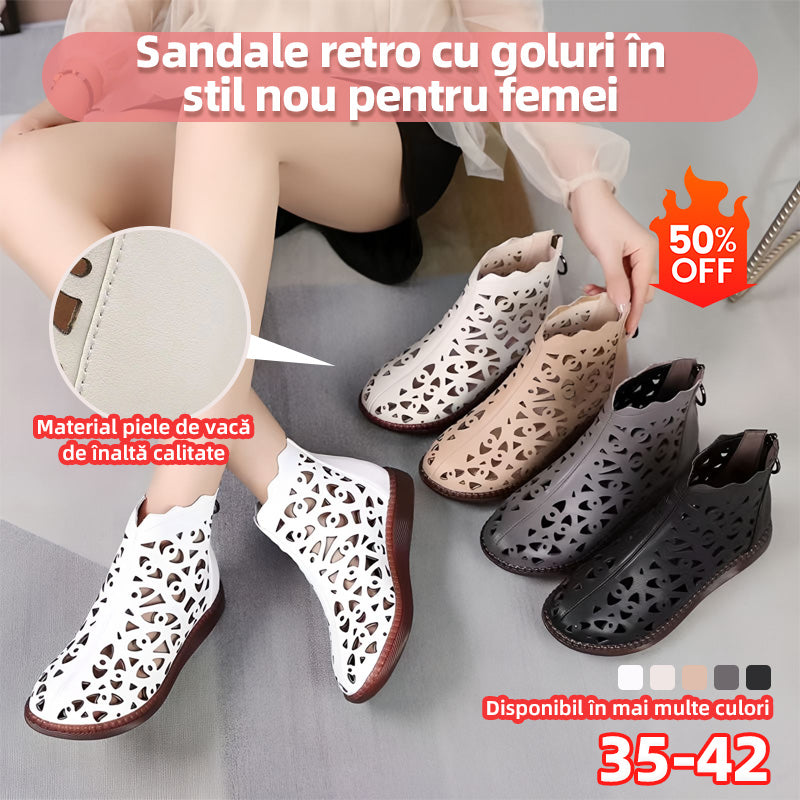 【35-42】2025 noi sandale din piele cu vârf rotund pentru femei