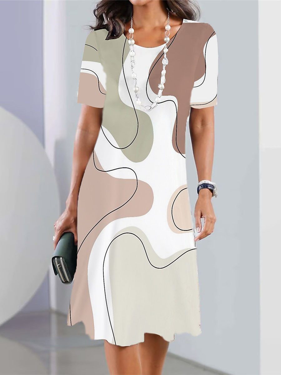 👗【XS-5XL】Rochie sexy 2025 cu imprimeu si gat rotund pentru femei