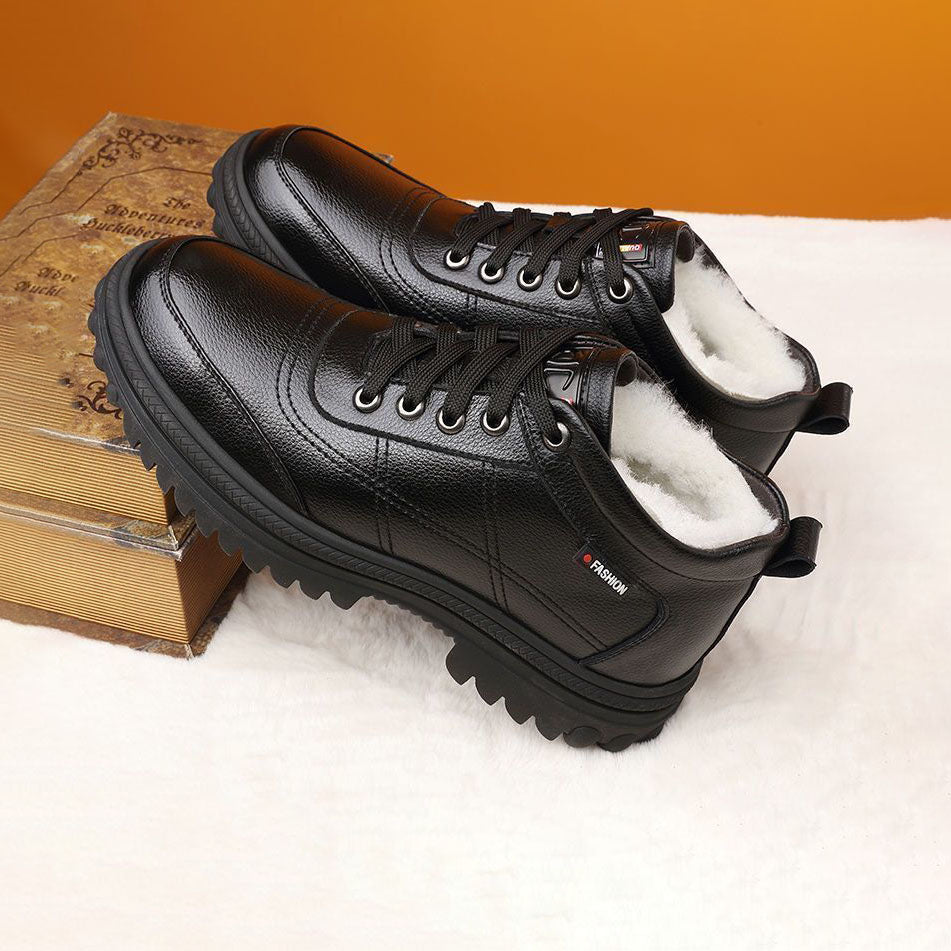 👞【39-44】Iarna îngroșat pufos cald cald talpă groasă pantofi de piele pentru bărbați 3742815