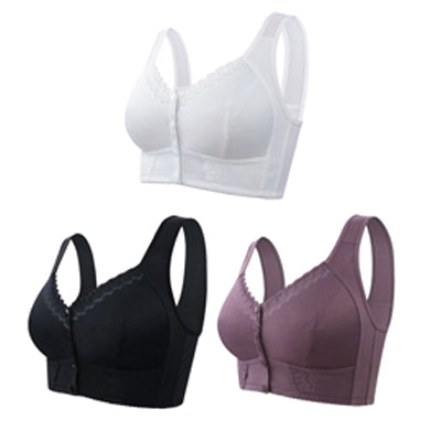 (3buc)💕🎁【45kg-155kg】Sutien supradimensionat, respirabil, din bumbac moale, cu nasturi frontali