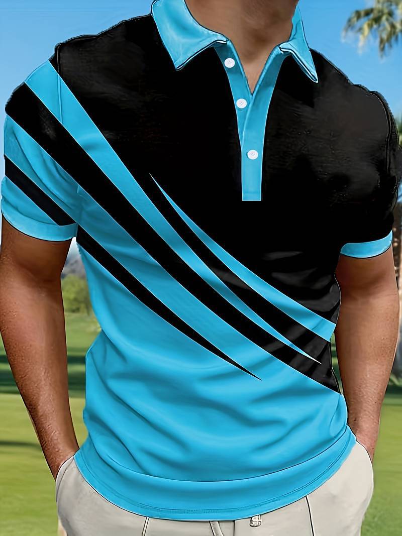 🔥👔【S-6XL】2025 Tricou POLO pentru bărbați cu dungi noi de vară, imprimat 3D