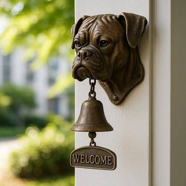 Ornament pentru sonerie în formă de câine, perfect pentru decorarea ușii de la intrare sau a grădinii.