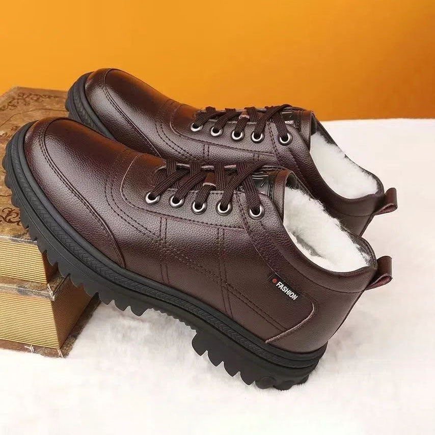 👞【39-44】Iarna îngroșat pufos cald cald talpă groasă pantofi de piele pentru bărbați 3742815
