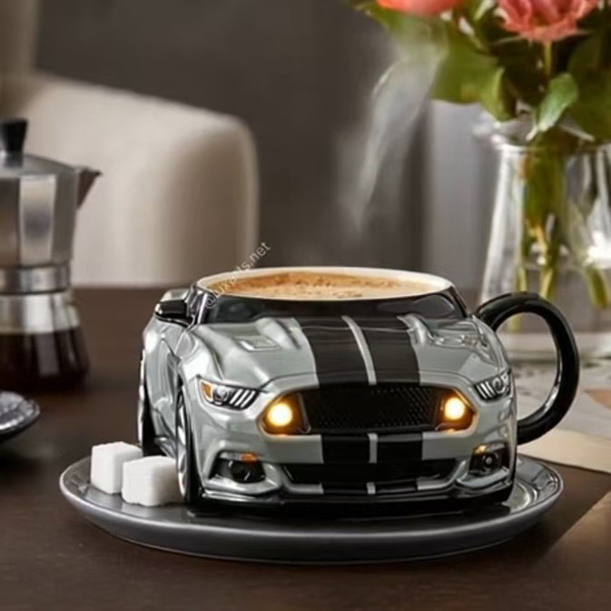 ☕☕Ceașcă de cafea pentru mașini sport cu miez de oțel inoxidabil 304, din rășină