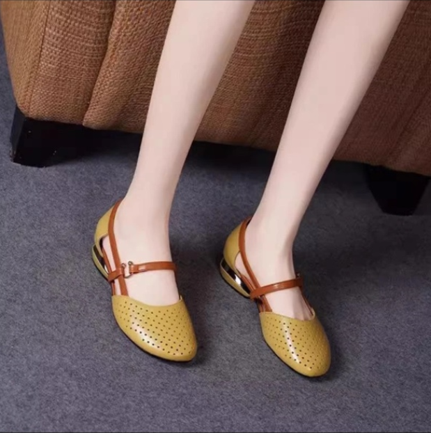🌴🌴【35-42】2025 Sandale noi din piele naturală cu toc scăzut cu talpă moale