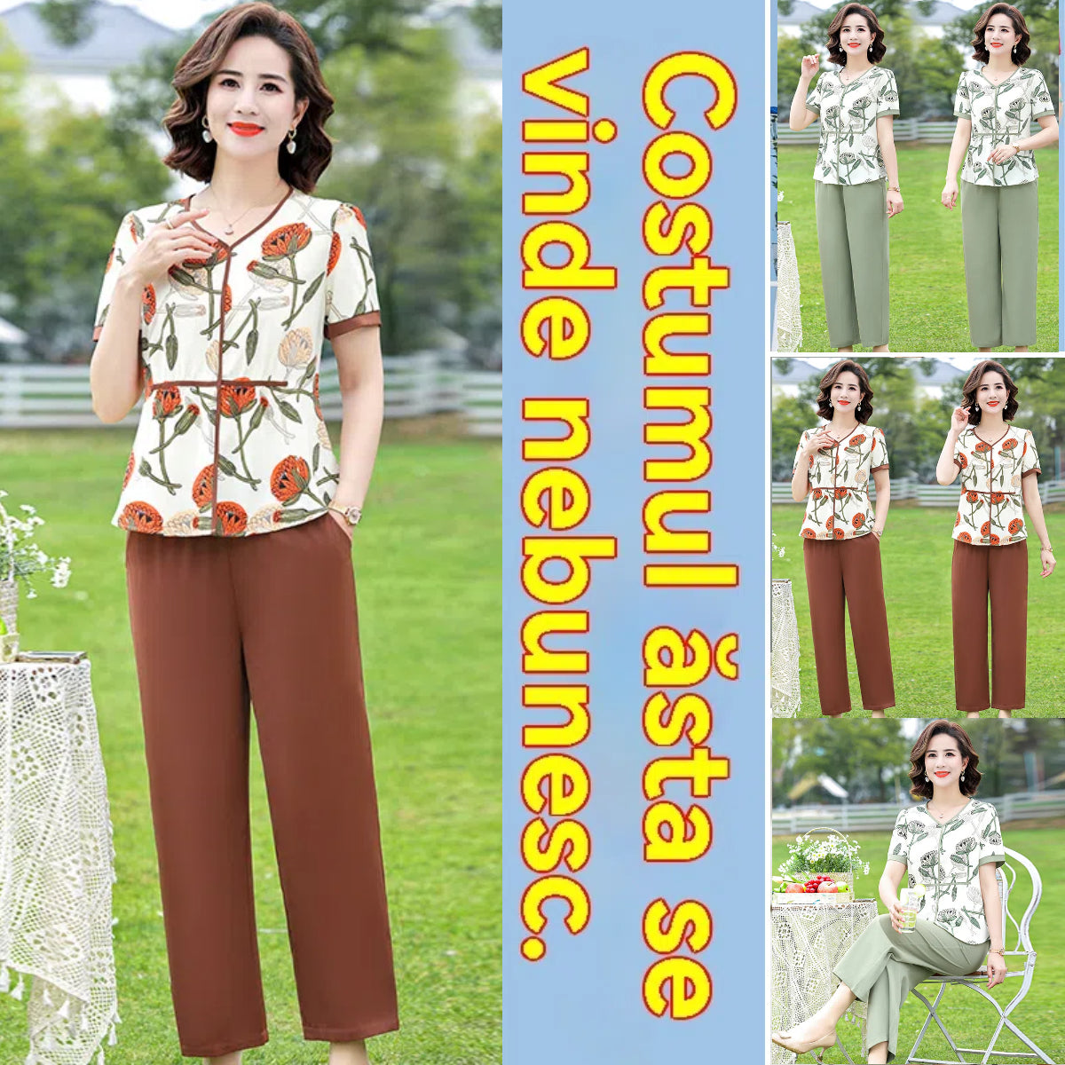 šćL-4XLć Set Casual cu Imprimeu Lotus ā Confort Či EleganČÄ pentru Zilele de VarÄ