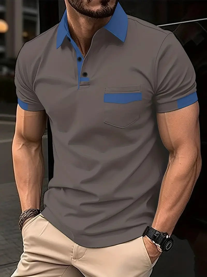 Tricou polo de buzunar color-bloc pentru bărbați tricou polo sport