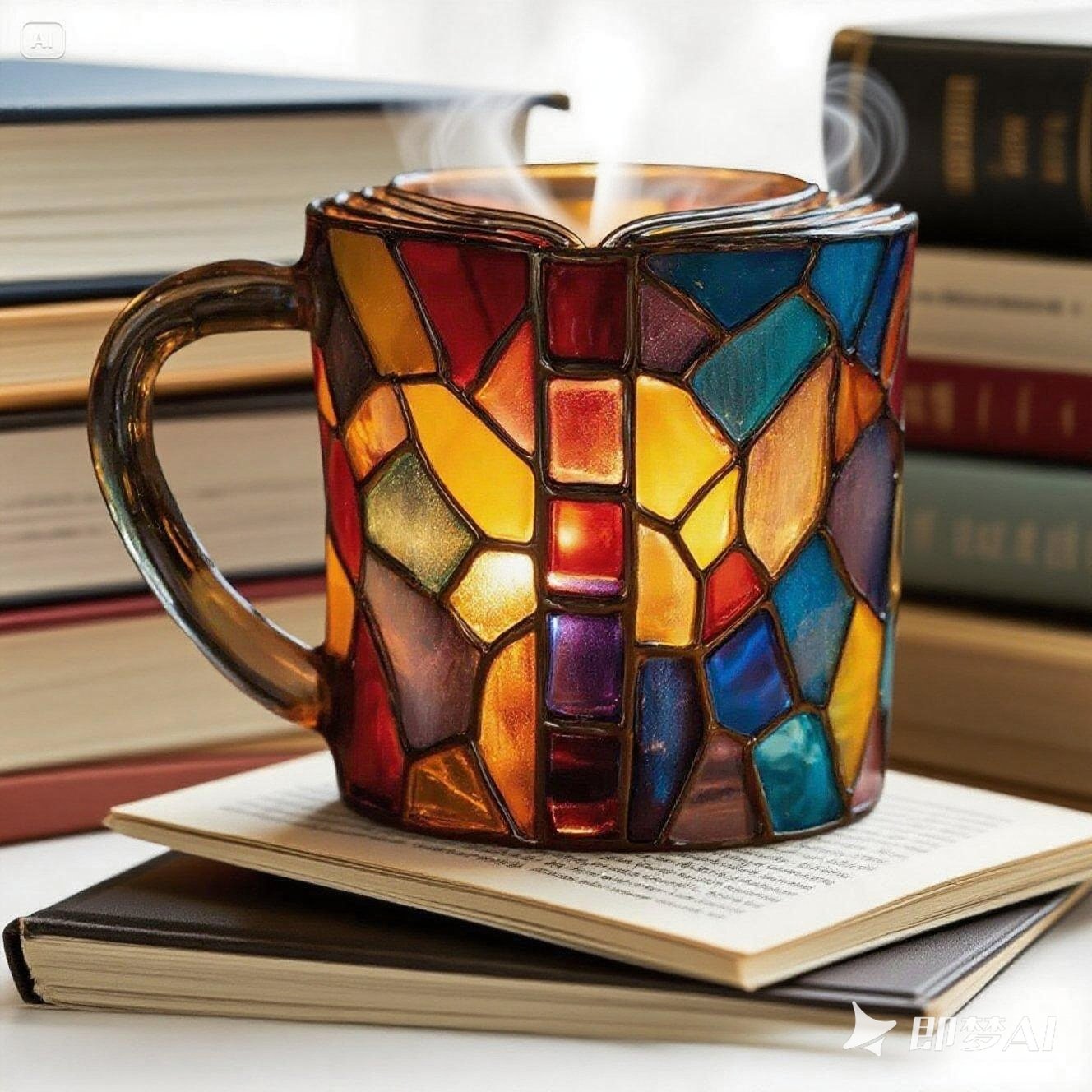 【Cumpărați unul și primiți unul gratuit】📚Ceașcă de cafea pictată 3D în formă de carte
