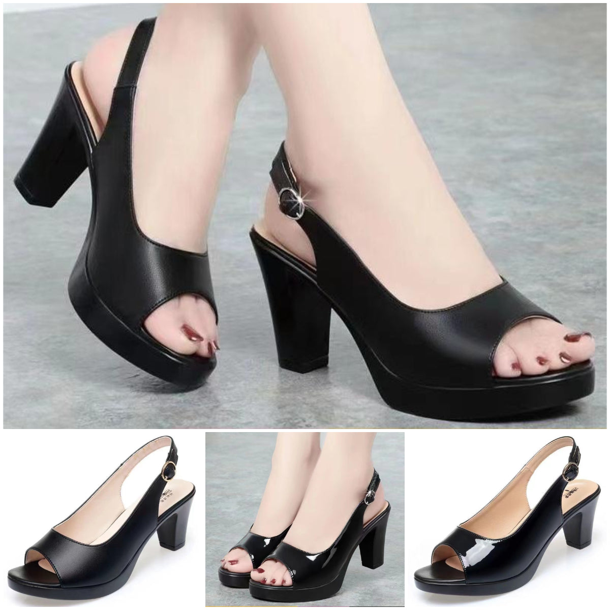 💞 Sandale cu toc înalt casual, elegante, gura de pește