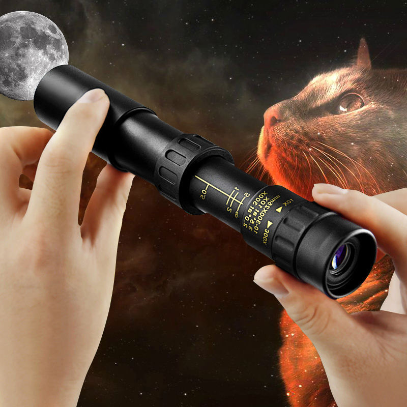 Binoclu portabil puternic cu zoom 10-300X HD Telescop profesional cu rază lungă de acțiune Monoculară lunetă cu vedere nocturnă scăzută pentru vânătoare