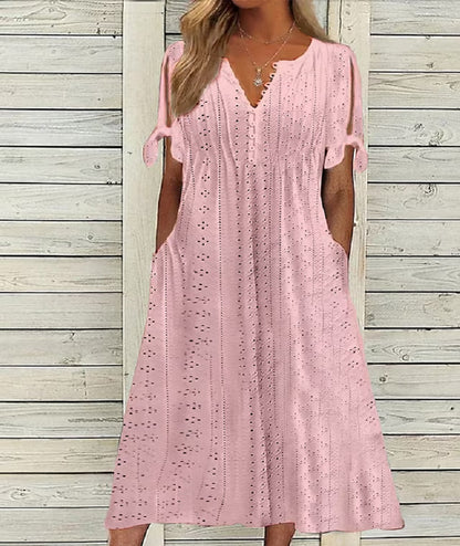 【S-3XL】2025 Noua rochie midi din dantela plisata simpla