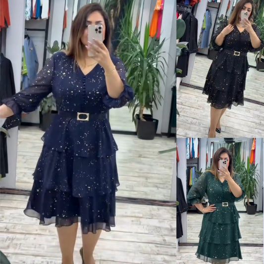 Reducere limitată de 50% [S-5XL] Rochie lejeră din șifon, mărime mare | Confortabil și respirabil, foarte potrivit pentru vară