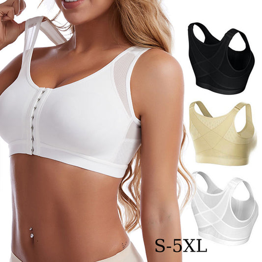💖【Cumpără 1, primești 2 gratuit】✨Sutien confortabil cu nasturi frontali, fără armătură, mărime mare (40-130 bucăți), bumbac pur, confortabil și respirabil