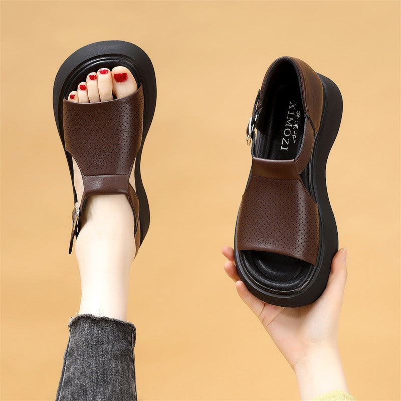 📣【35-40】Sandale romane casual pentru femei, la modă și versatile, cu gură de pește și talpă goală 3993687