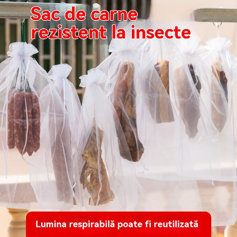 🐷🐮🍖【20 buc】Punga speciala de tifon pentru uscarea carnii de porc pentru prevenirea insectelor si pasarilor