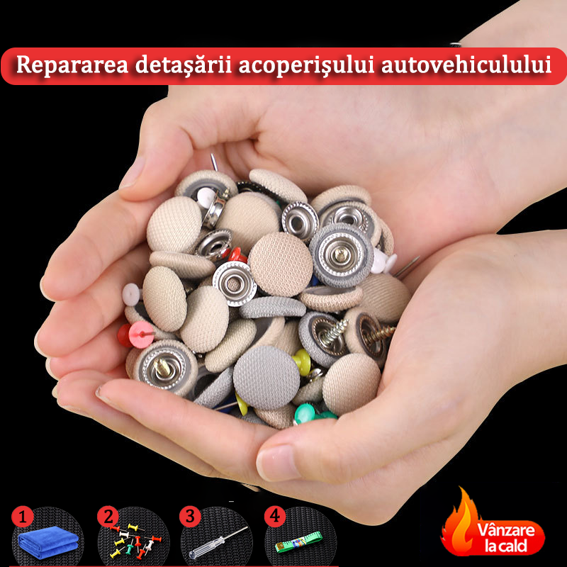 🔥【30% OFF】Pânza de pe acoperișul mașinii cade, reparați catarama de fixare a cuielor Modificare și recondiționare interior a mașinii chins fără demontare (kit de instrumente de instalare + șurubelniță + prosop inclus)