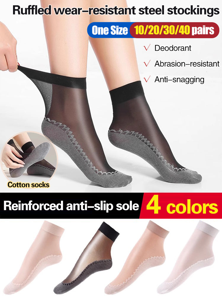 🔥【Ofertă pe timp limitat】40 perechi 139 lei🔥Ciorapi scurti cu talpa de bumbac cu volane, stil anti-alunecare