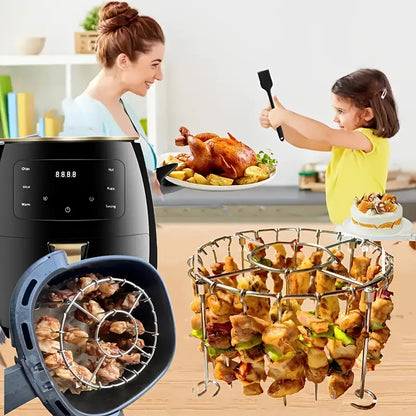 🍢🍖🍗Gratar din otel inoxidabil 304 cu 24 de frigarui pentru cuptorul cu aer friteu