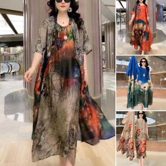 【42-90kg】Cămașă rochie din șifon din două piese de primăvară 2025, lejeră și versatilă