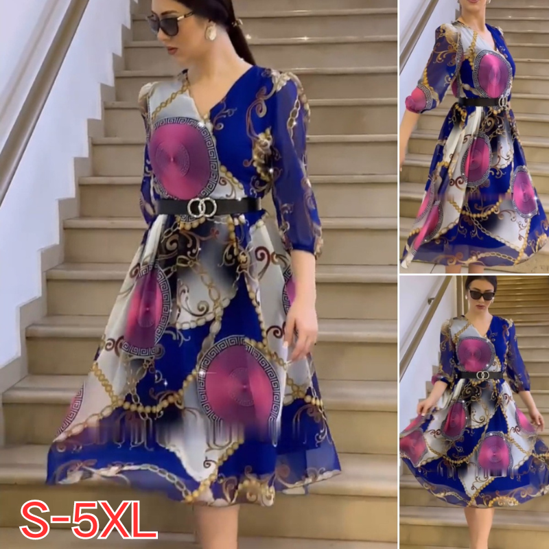 👗💥【S-5XL】Rochie din mătase glacială, în stil nou, elegantă și la modă, răcoroasă și respirabilă