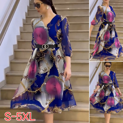 👗💥【S-5XL】Rochie din mătase glacială, în stil nou, elegantă și la modă, răcoroasă și respirabilă