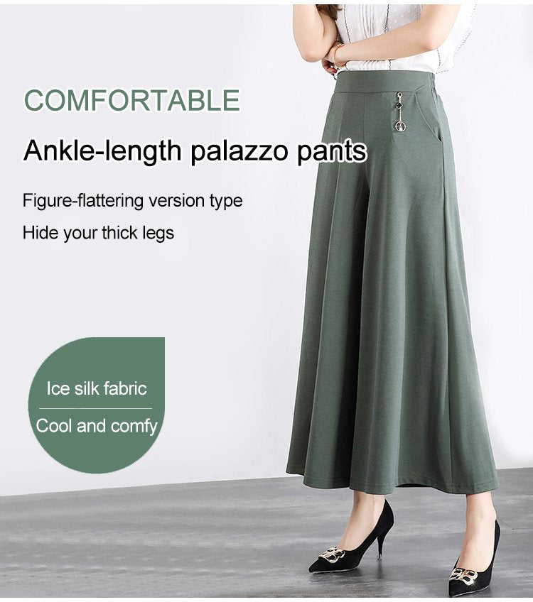 ❤️【M-5XL】2025 Pantaloni noi de dama de vară picioare late mătase de gheață până la glezne  3911940