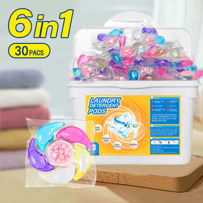 ✨👚【100 kusů】✨Extra velký kbelík 6v1 vonné perličky na prádlo odstraňují skvrny a zanechávají vůni, hladce likvidují roztoče a bakterie