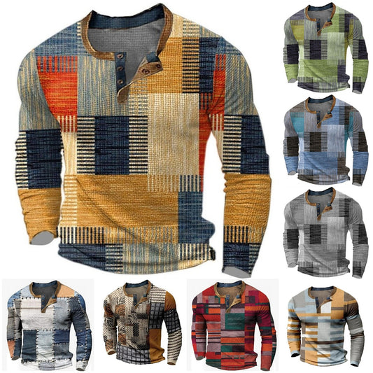 Tricou cu maneca lunga pentru barbati, tricou polo cu maneca lunga imprimat【S-4XL】3756370