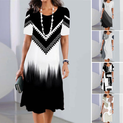 👗【XS-5XL】Rochie sexy 2025 cu imprimeu si gat rotund pentru femei