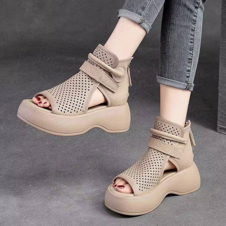 🔥【30% REDUCERE】【35-41】 2025 noi cizme din piele cu fund gros și gol sandale