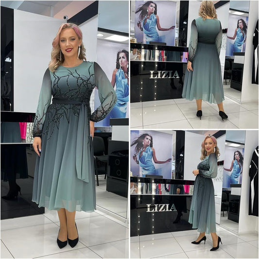 【S-5XL】🔥Fusta de șifon de lux vopsită cu strasuri de toamnă în numerar🔥