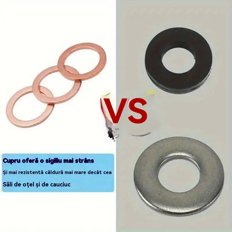 🔥📌【300 buc.】Cutie de șaibe de cupru purpurii / O-Rings cu dopuri de ulei