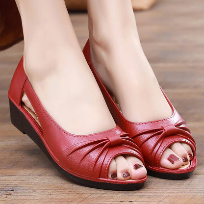 Sandale Elegante Cu Culoare Solidă Pentru Femei, Talpă Moale Cu Platformă, Încălțăminte Casual Cu Decupaje