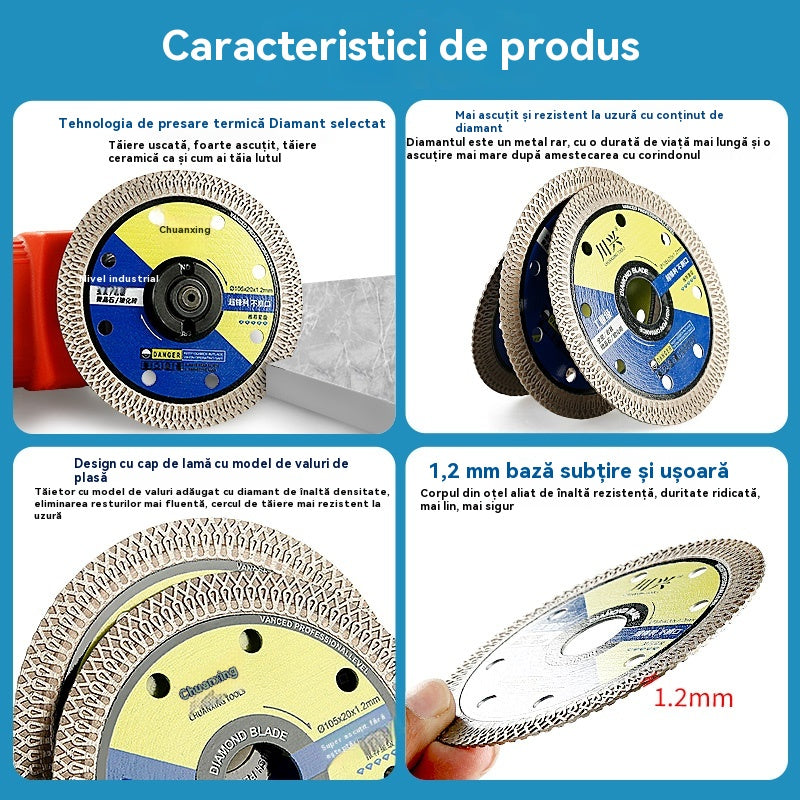 [3 bucăți] Discuri de tăiere fără praf pentru plăci de piatră, plăci vitrificate și ceramică