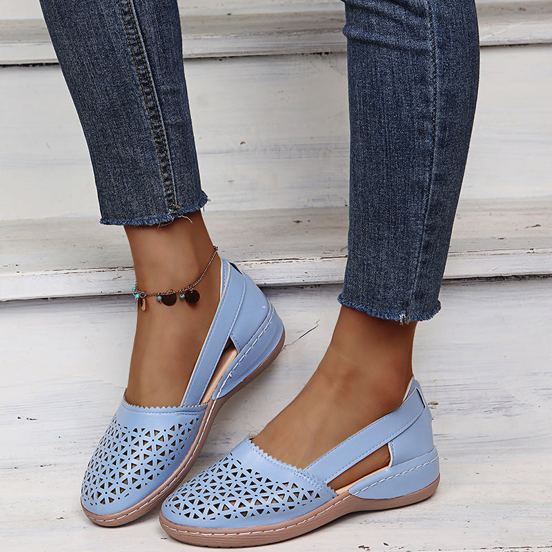 【35-43】2025 New Hollow Sandals Pantofi de damă cu pană Baotou de mărime mare