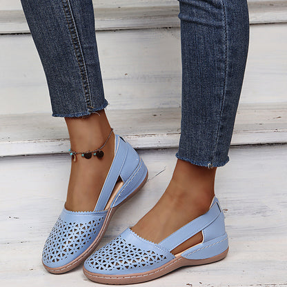 【35-43】2025 New Hollow Sandals Pantofi de damă cu pană Baotou de mărime mare