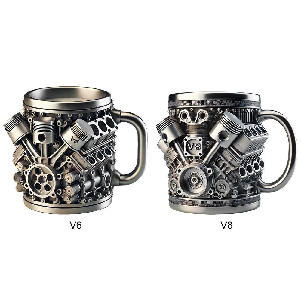 🎁☕ Ceașcă de cafea din oțel inoxidabil Creative Engine V6V8