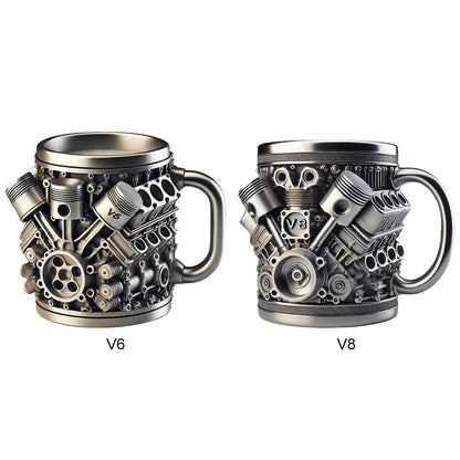 🎁☕ Ceașcă de cafea din oțel inoxidabil Creative Engine V6V8