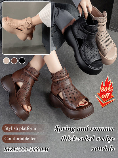 🔥【30% REDUCERE】【35-41】 2025 noi cizme din piele cu fund gros și gol sandale