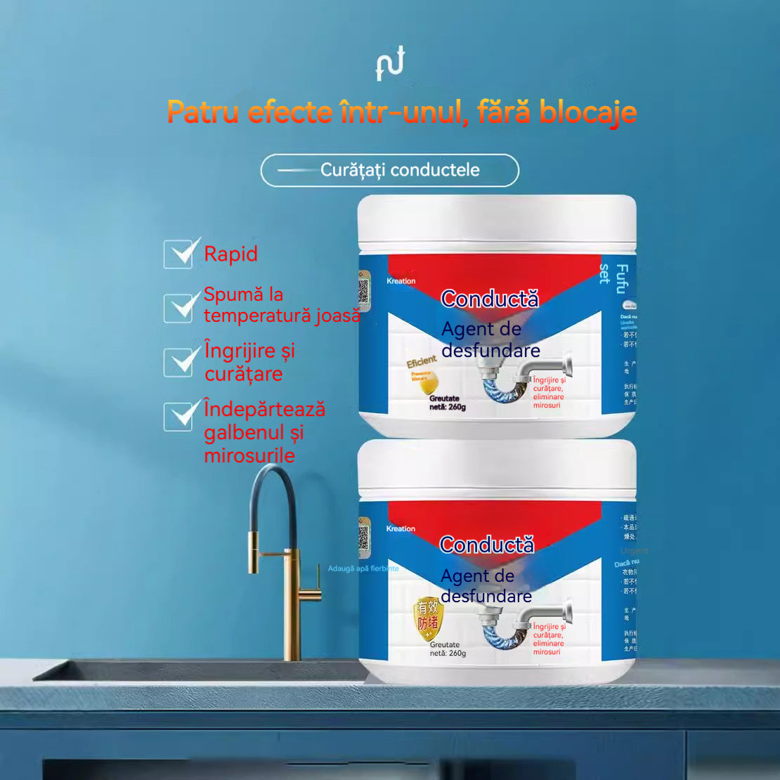 👍💦【Cumpără 1, primești 1 gratis】Instrument puternic pentru desfundarea țevilor | Dizolvă cu ușurință blocajele de ulei, toalete și bucătării! Deodorizează dintr-o singură mișcare!