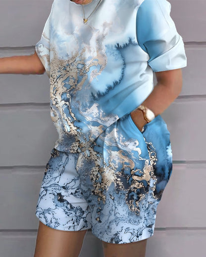 😍 Costum casual de vară pentru femei (top + pantaloni scurți)