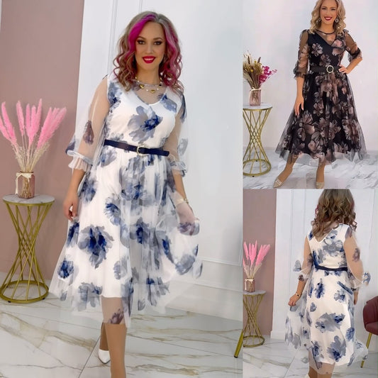 🌸💥【S-5XL】Rochie elegantă nouă, cu imprimeu