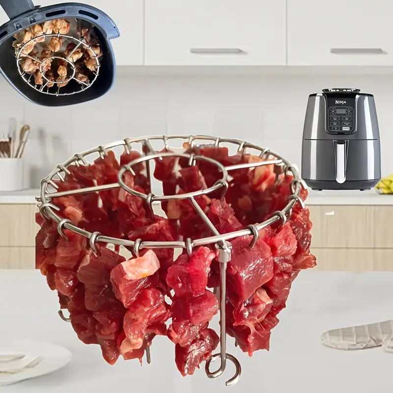 🍢🍖🍗Gratar din otel inoxidabil 304 cu 24 de frigarui pentru cuptorul cu aer friteu