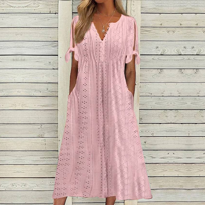 🔥🔥[S-5XL]👗2025 Rochie simplă și frumoasă de culoare uni