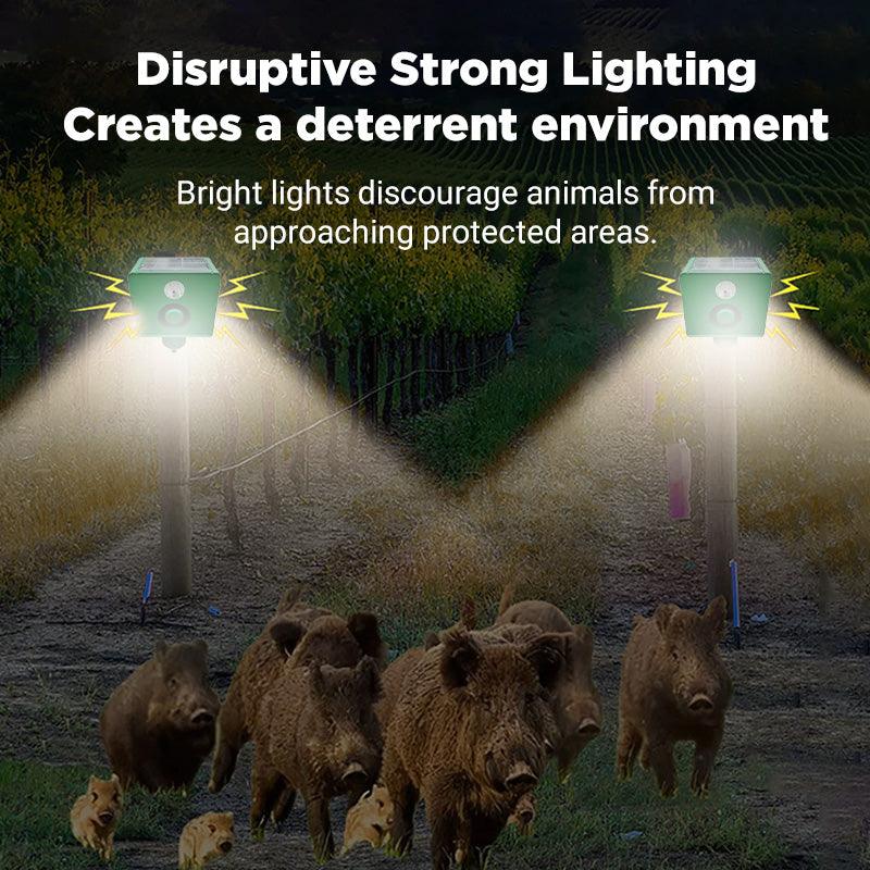 🔥Repelent solar cu ultrasunete pentru animale pentru exterior Repelent pentru păsări cu lumină infraroșu intermitent cu LED roșu și albastru