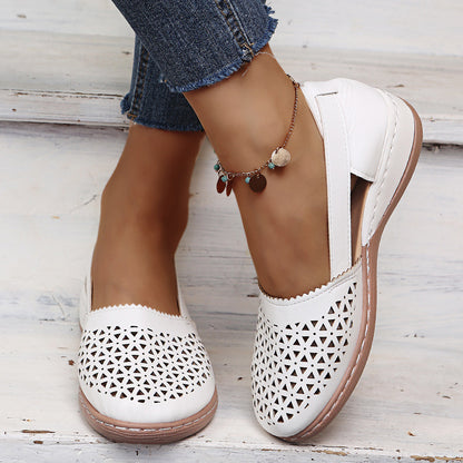 【35-43】2025 New Hollow Sandals Pantofi de damă cu pană Baotou de mărime mare