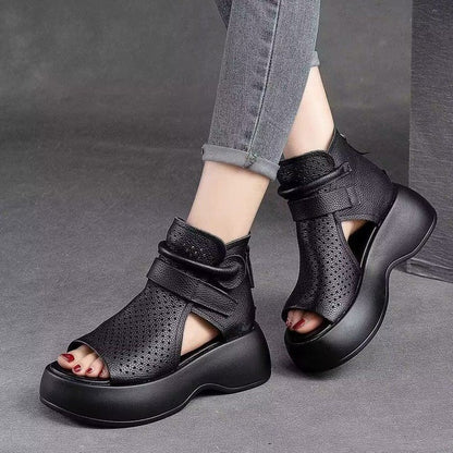 🔥【30% REDUCERE】【35-41】 2025 noi cizme din piele cu fund gros și gol sandale
