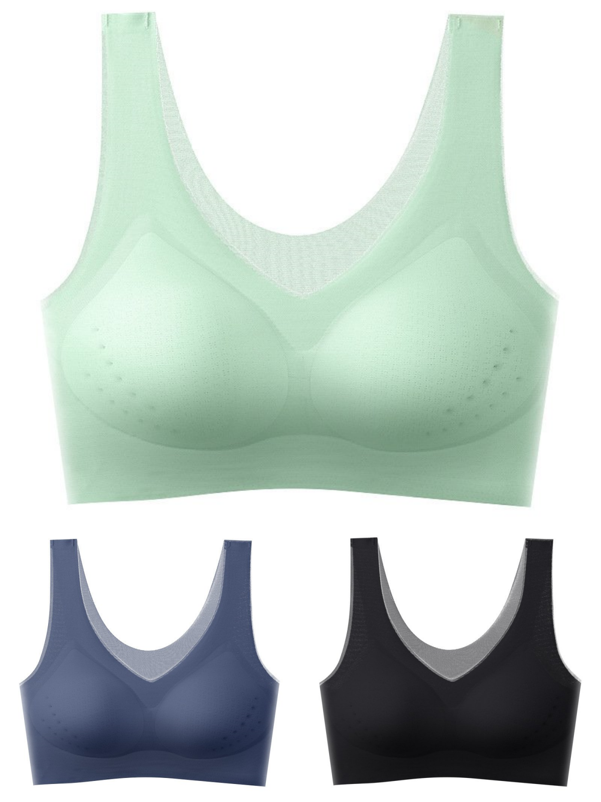 【1 set 3 piese】2025, sutien push-up din mătase de gheață fără cusături