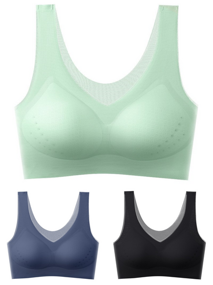 【1 set 3 piese】2025, sutien push-up din mătase de gheață fără cusături